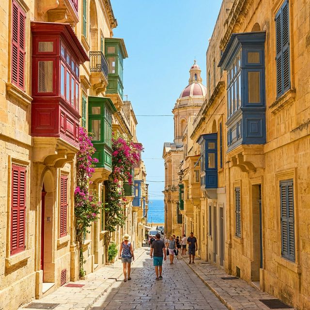 Valletta z zlatimi kamnitimi stavbami